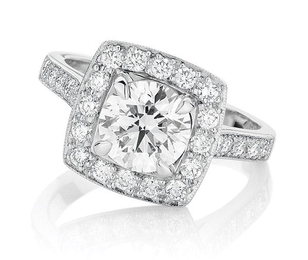AURORA HALO – Round cushion diamond halo engagement ring