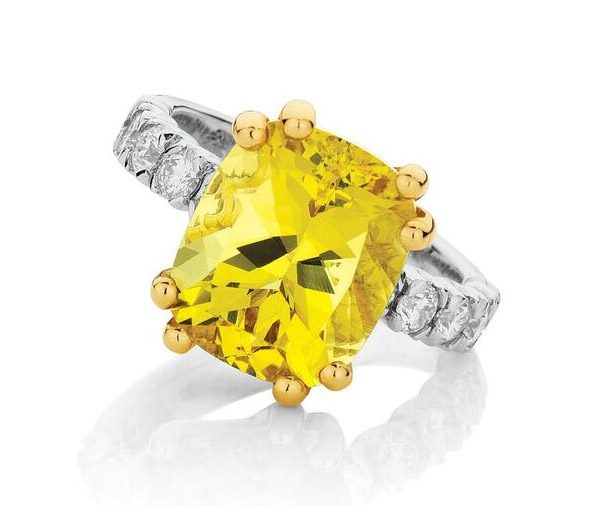 Canary Magic Heliodor and diamond dress ring