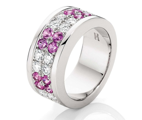 Cherry Blossom - Pink sapphire & diamond pave dress ring