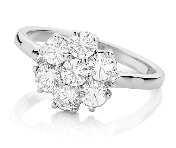 Daisy 7 stone diamond cluster ring
