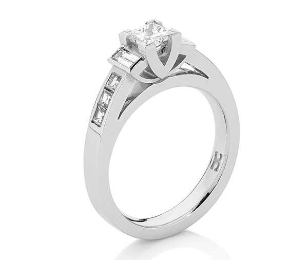 Deco Diamond Art Deco Baguette And Princess Cut Diamond Engagement Ring