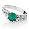 Esmeralda - Emerald & diamond split band ring