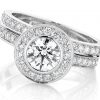 GLORY HALO FOREVER – Diamond bezel halo engagement and wedding ring set