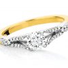 HARMONY GOLD – Two tone split band diamond engagement ring
