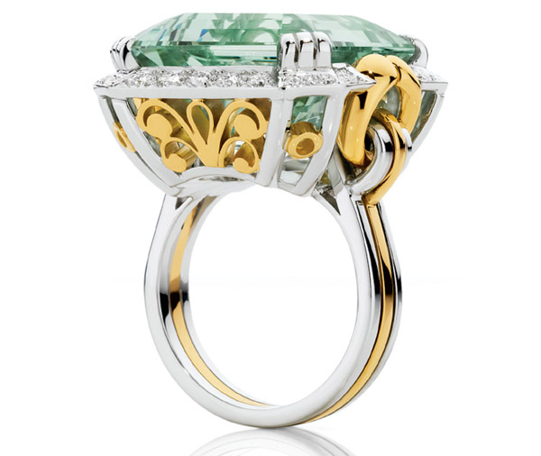 Golden Sea Beryl Diamond Amp Mint Green Beryl Dress Ring