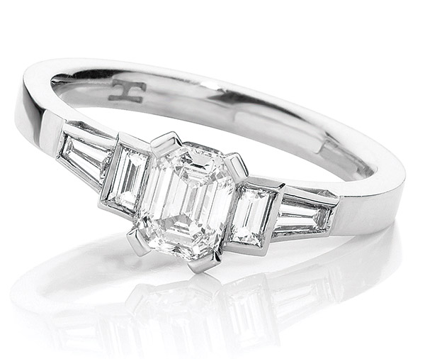 Balance Emerald Cut Diamond And Baguette Diamond Engagement Ring