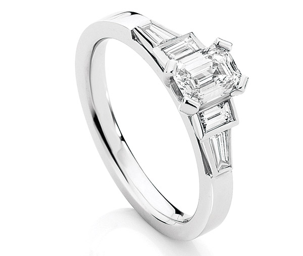Balance Emerald Cut Diamond And Baguette Diamond Engagement Ring