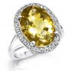 Lemon Sparkle Lemon quartz diamond halo dress ring