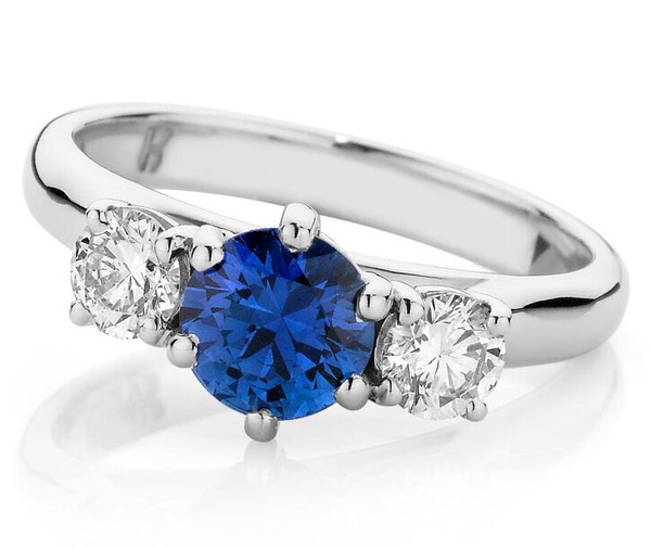Oxford Diamond Trinity Three Stone Diamond And Sapphire Engagement Ring