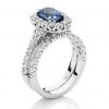 OXFORD HALO FOREVER – Diamond halo sapphire engagement & wedding ring set