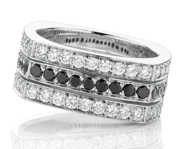 Pave Noir edged diamond dress ring