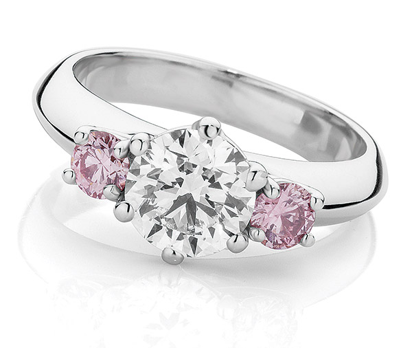 Pink Dreams diamond three stone ring