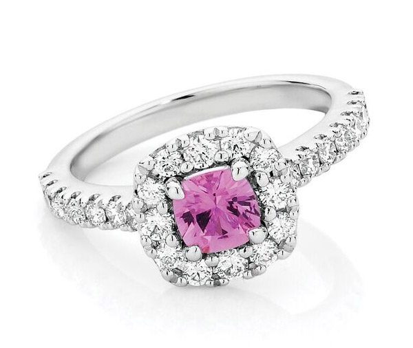 Pink Randiance Halo - Pink sapphire halo ring