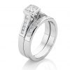 PRINCESS POWER FOREVER – Princess cut diamond bezel and channel set engagement and wedding ring set