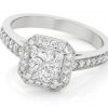 SQUARE RADIANCE – Square radiant cut diamond halo engagement ring
