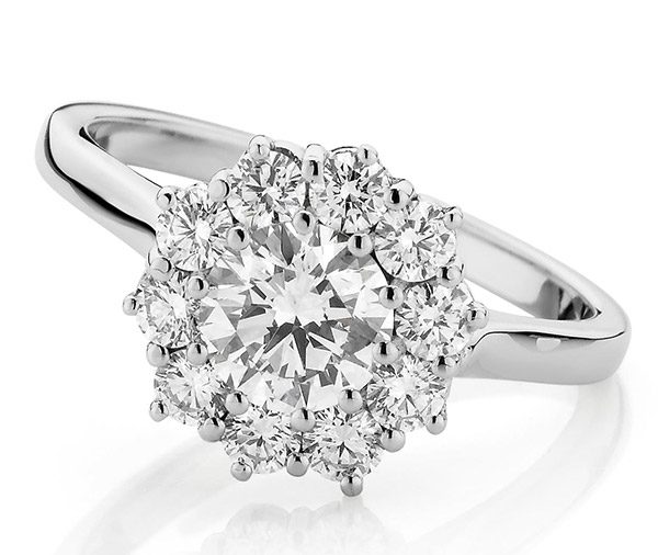 STARBURST – Double basket cluster diamond engagement ring
