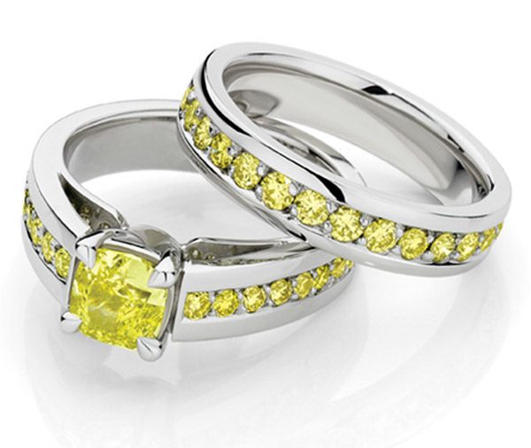 SUNDANCE FOREVER – Yellow diamond engagement and wedding ring set