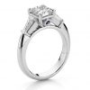 Radiant cut & tapered baguette three stone diamond engagement ring