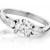 VINTAGE NASHI PEAR – Round and pear cut diamond trilogy engagement ring