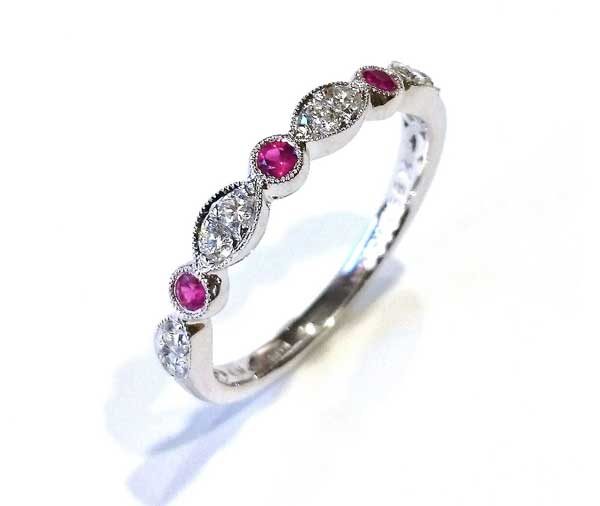 FOREVER FUSCHSIA FALLS – Ruby And diamond marquise shaped band