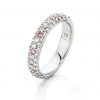 Pink & white pave diamond wedding ring