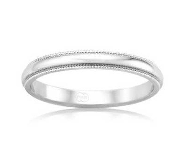 WHITE ANIKO – Millegrained half rounded wedding band