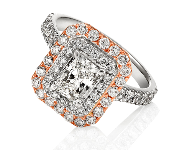 Alicia – Radiant cut diamond double halo engagement ring
