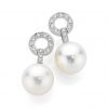 Drops In The Ocean Circle diamond & South sea pearl earrings