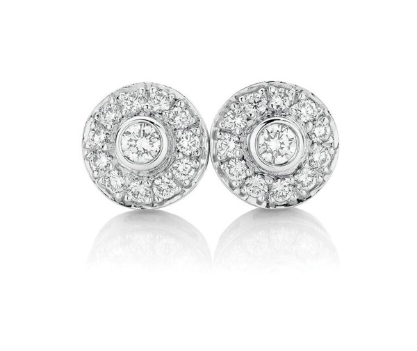 DIAMOND HALOS – Round brilliant diamond halo earrings