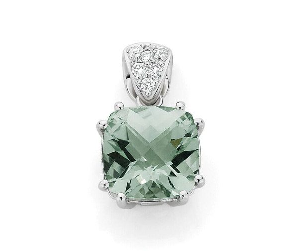 Green amethyst & diamond pendant