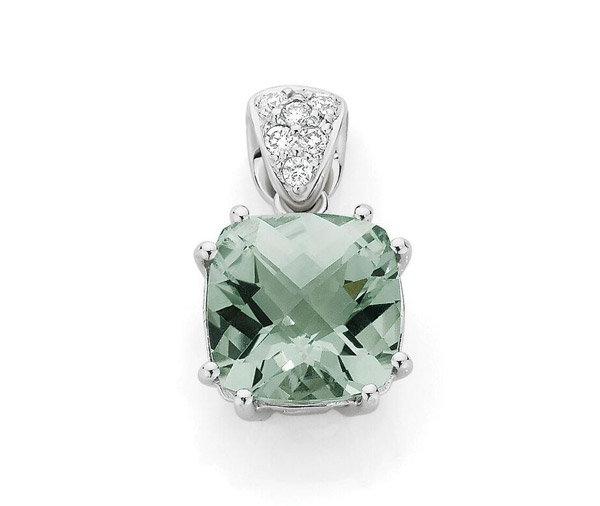 GREEN AMETHYST – Green amethyst and diamond pendant