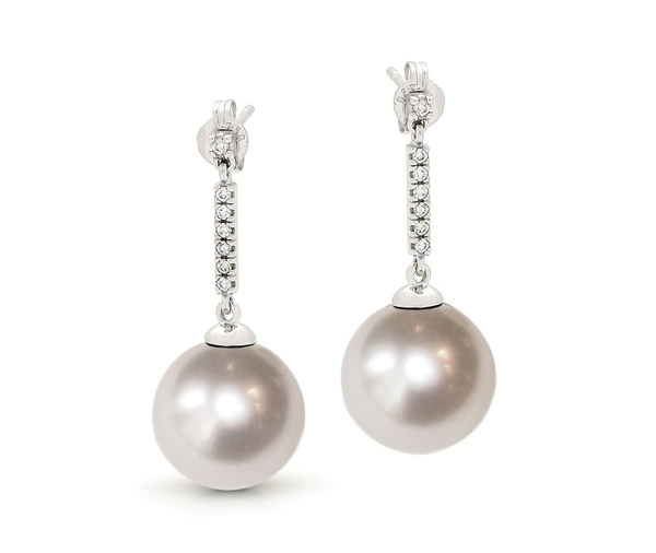 LUMINOUS SPARKLE DROPS – South sea pearl and diamond drop earrings