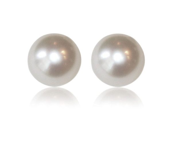 Luminous Studs: South sea pearl stud earrings with posts and butterfy fittings