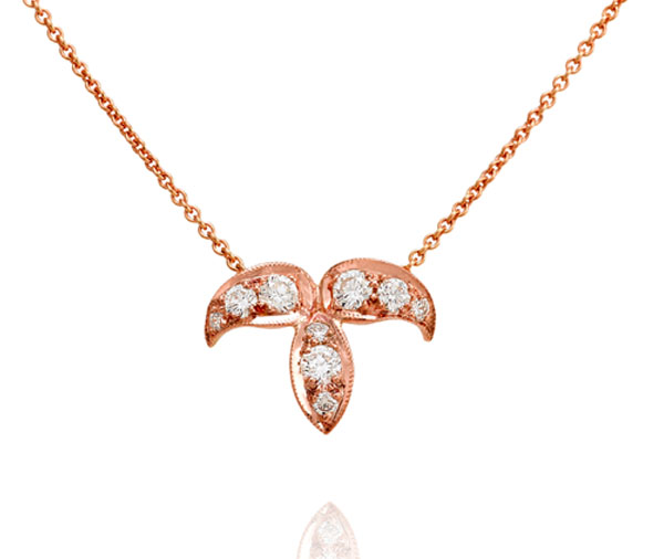 FALLEN – Rose gold diamond leaf necklace