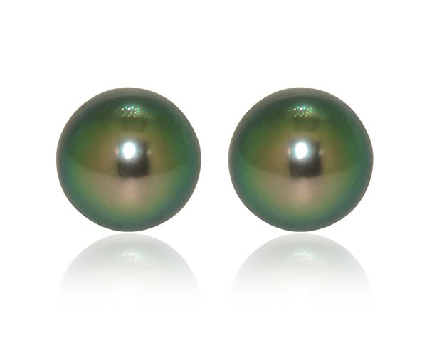 PEACOCK – Tahitian pearl stud earrings