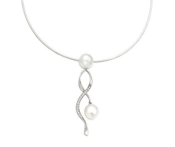 Pearl Twirl South sea pearl & diamond twirl pendant