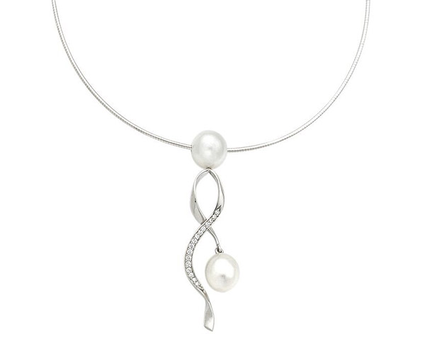 PEARL TWIRL – South sea pearl & diamond twirl pendant