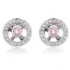 PINK WHEEL EARRINGS– Pink diamond halo earrings