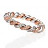 rose and white gold twist ring grain set with diamonds