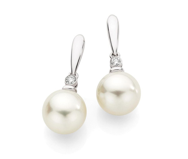 South sea & diamond bezel drops jewellery earrings