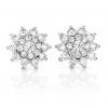 round diamond starburst cluster studs earrings