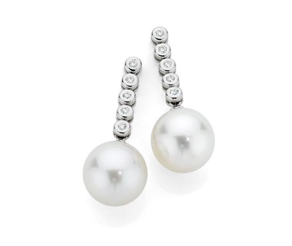 WONDERLUST EARRINGS – South Sea pearl and diamond drop earrings