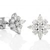 WINTER STAR 18ct - Marquise and round diamond star cluster earrings in 18ct white gold