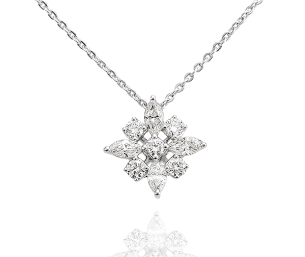 Winter Star: marquise and round diamond star cluster pendant