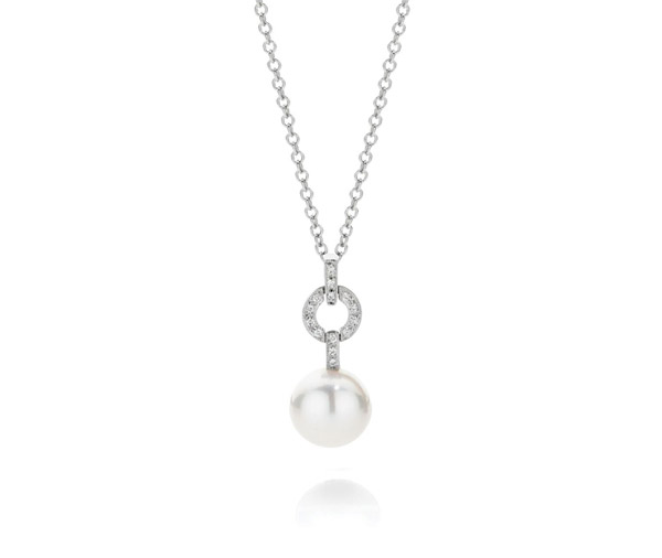 DROP IN THE OCEAN – Diamond halo And south sea pearl pendant