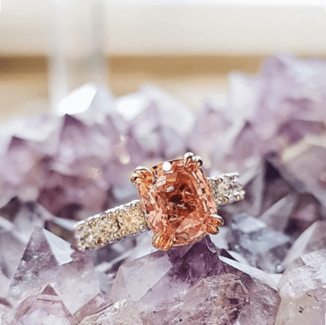 Floria padparadscha engagement ring