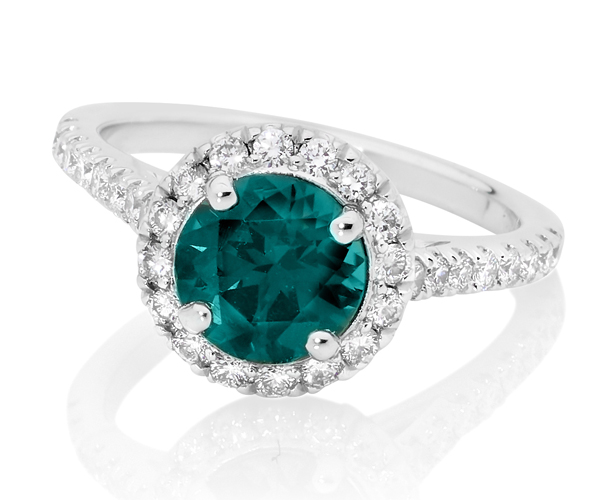 EMILY – TEAL SAPPHIRE DIAMOND HALO