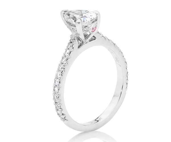 Destiny Pear Cut Diamond Ring With Secret Argyle Stone