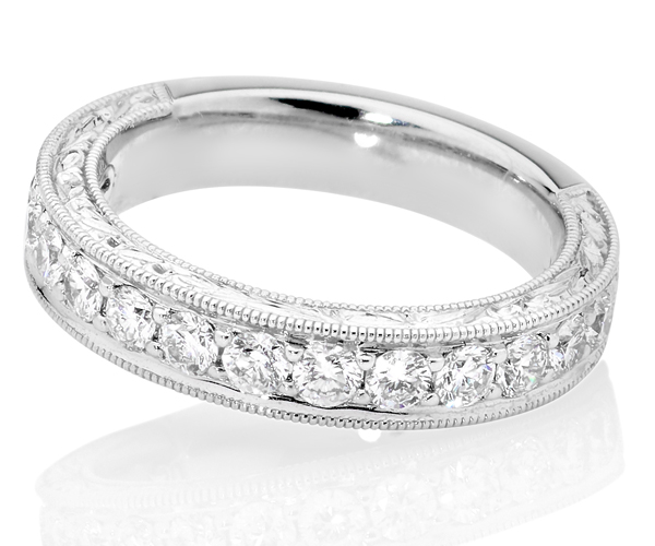 Valerie Millegrain And Scroll Engraved Diamond Ring