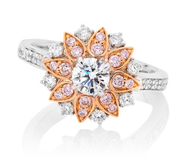 ARGYLE STARBURST – PINK ARGYLE DIAMOND STARBURST RING